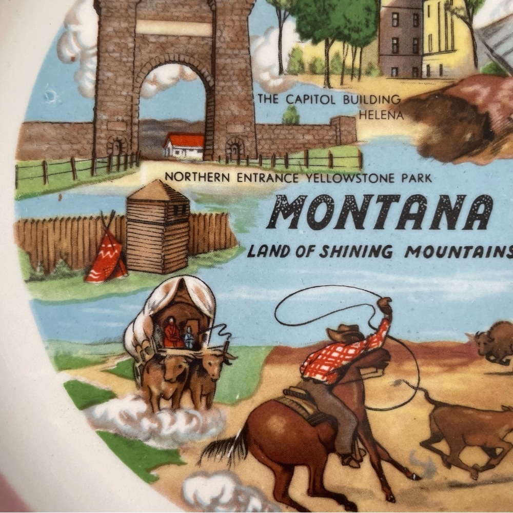 Vintage Montana State Collectible Souvenir Commemorative Plate 10 Inch - Picture 6 of 9